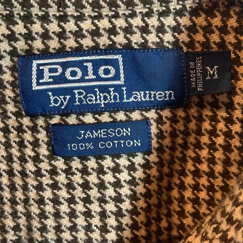 Polo Ralph Lauren Jameson Men's M Brown Houndstooth Long Sleeve Button Up Shirt
